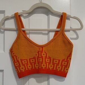 Orange Geometric Crop Top